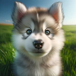Adorable Siberian Husky Puppy - Fluffy Grey & White Coat