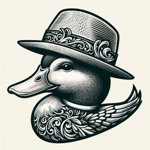 Duck in Hat Detailed Logo Design