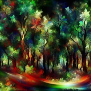 Enchanting Forest Waltz: Dancing Trees & Shimmering Leaves