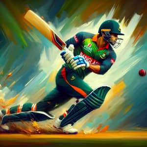 Professional Cricket Player Oil Painting from Bangladesh