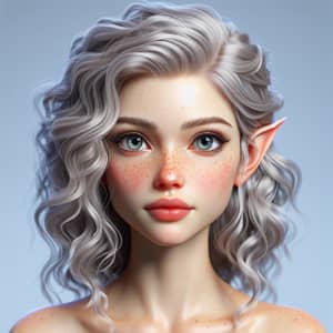 Young Elf Portrait with Flawless Skin and Silver Curls