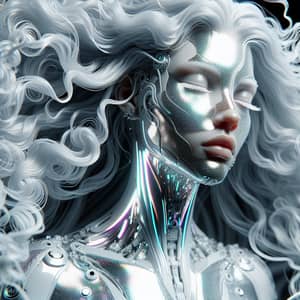 Organic Cyborg with Shimmering Hair | Digital Painting Fantasy Art