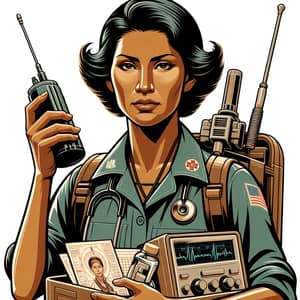 Native American Woman Carrying Intelligence Data, Radio Parts, and Medical Supplies