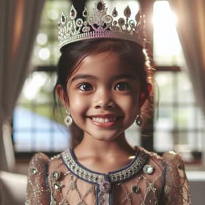 Young South Asian Girl with Intricately Designed Crown