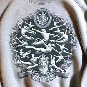 Cozy Gray Sweatshirt with Artistic College Emblem - Figure Skaters
