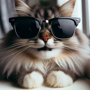 Cool Cat Wearing Sunglasses & Grinning