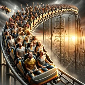 Emotional Roller Coaster Ride at Sunset | Theme Park Thrills