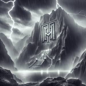 Majestic Mountain under Thunderstorm | 'H' Logo Carved