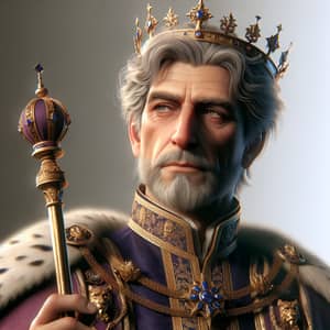Regal Medieval Figure in Rich Purple Robes | Noble Monarch