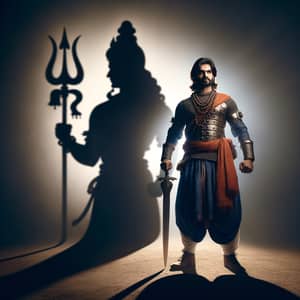 Warrior King Shivaji Maharaj with Divine Shadow | Mystical Image