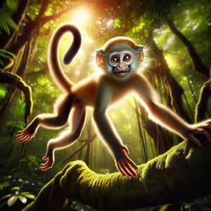 Vivid Monkey in Rainforest: Agile and Curious Creature