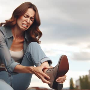 Woman Regretting Tight Shoes | Fashion Discomfort