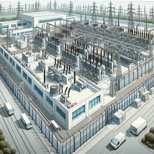 Detailed Illustration of Electrical Substation Structure