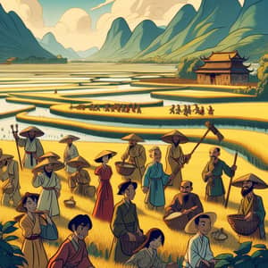 Scenic Rice Field Illustration from 3rd Century BC China