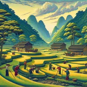 Ancient Chinese Rice Fields: Digital Artwork