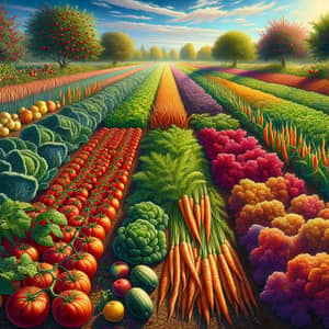 Organic Vegetable Field: Bursting with Colors