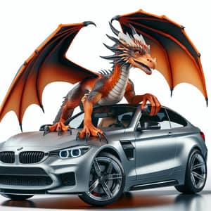 Orange Dragon Driving Modern Silver Car - Exquisite Detail