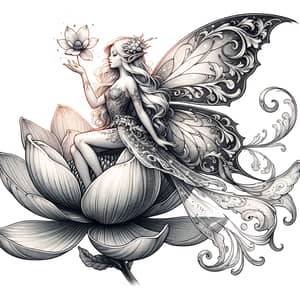 Enchanting Fairy Tattoo Design on Beautiful Flower