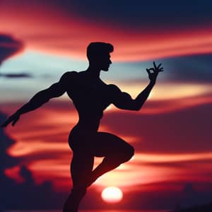 Graceful Dance Pose Silhouetted Against Vibrant Sunset