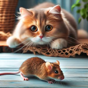 Playful Cat Chasing Mouse - Exciting Cat and Mouse Chase