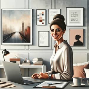 Diverse Female Freelancer in Modern Workspace | Professional Artistic Representation