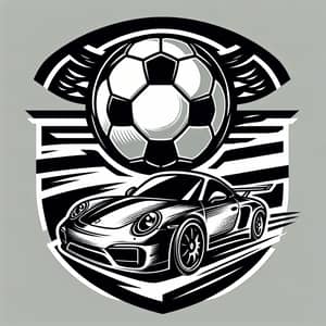 Football Team Emblem with Porsche Car and Soccer Ball