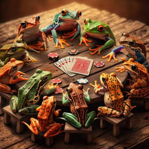 Colorful Frogs Poker Game: Vibrant Amphibian Fantasy