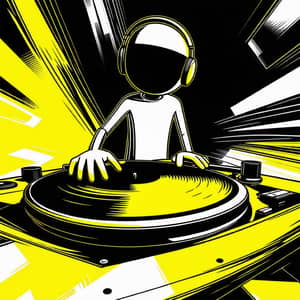 Stickman DJ - Colorful 2D Art Behind the Turntable