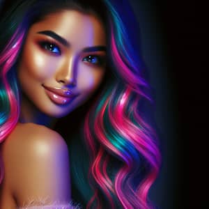 Stunning South Asian Woman with Neon-Colored Hair | Enchanting Beauty
