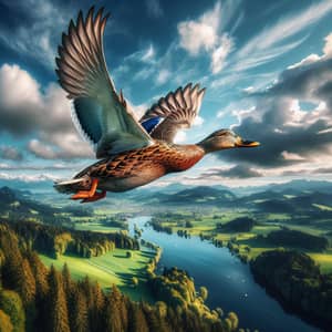 Duck Flight: Essence of Freedom and Adventure in the Open Sky