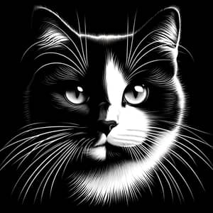 Black and White Cat in High Contrast | Monochrome Style