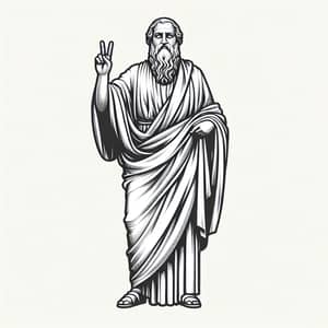 Historical Scholar in Ancient Greek Robes | Peace Sign Pose