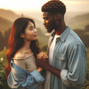 Heartwarming South Asian Woman and Black Man in Romantic Relationship