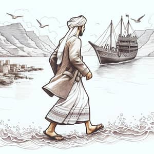 Yemeni Man Stepping on Ship