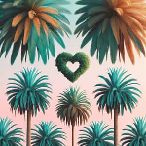 Tropical Palm Trees and Heart Scene