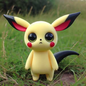 Pikachu - Cute Yellow Creature in Grassy Field with Lightning Bolt Tail