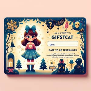 Festive Holiday-Themed Musical Ticket Gift Card Design