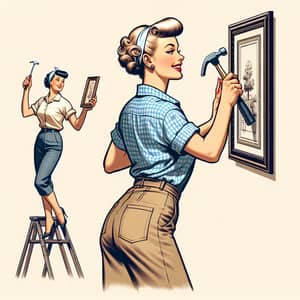 Vintage Pin-Up Woman Hanging Picture - Ambition and Self-Reliance