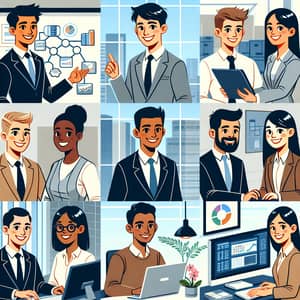 Animated Office Scene: Diversity and Collaboration in Business Setting