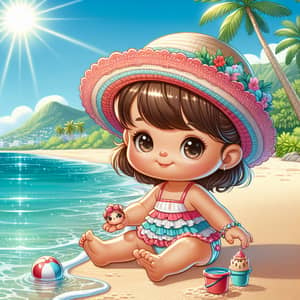 Cuban Baby Girl Enjoying Sunny Day in Acapulco