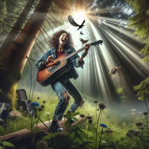 Rock and Roll Musician Performing in Forest | Guitarist Concert