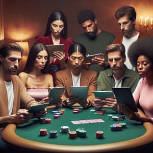 Diverse Group Playing Poker on Colorful Table