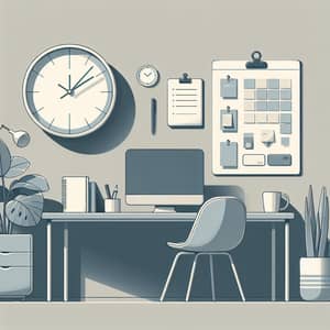 Minimalist Time Management: Simplistic Clock & Organized Desk