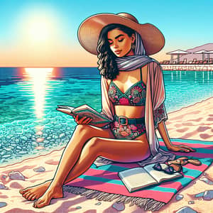 Middle-Eastern Woman in Stylish Bikini | Sandy Beach Scene
