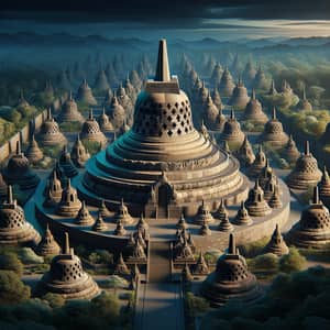 Detailed 3D Image of Borobudur Temple - Serene Buddhist Architecture