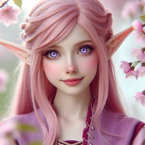 Enchanting Pink-Haired Elf Fantasy Art