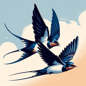 Graceful Swallows Soaring in the Clear Sky