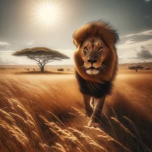 Majestic Lion Roaming in Vast Savanna | King of Plains