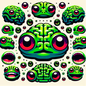 Playful Green Frog Universe | Digital Art Aesthetic