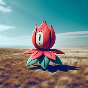 Red Lotus Pokemon Character in Wide Open Plain